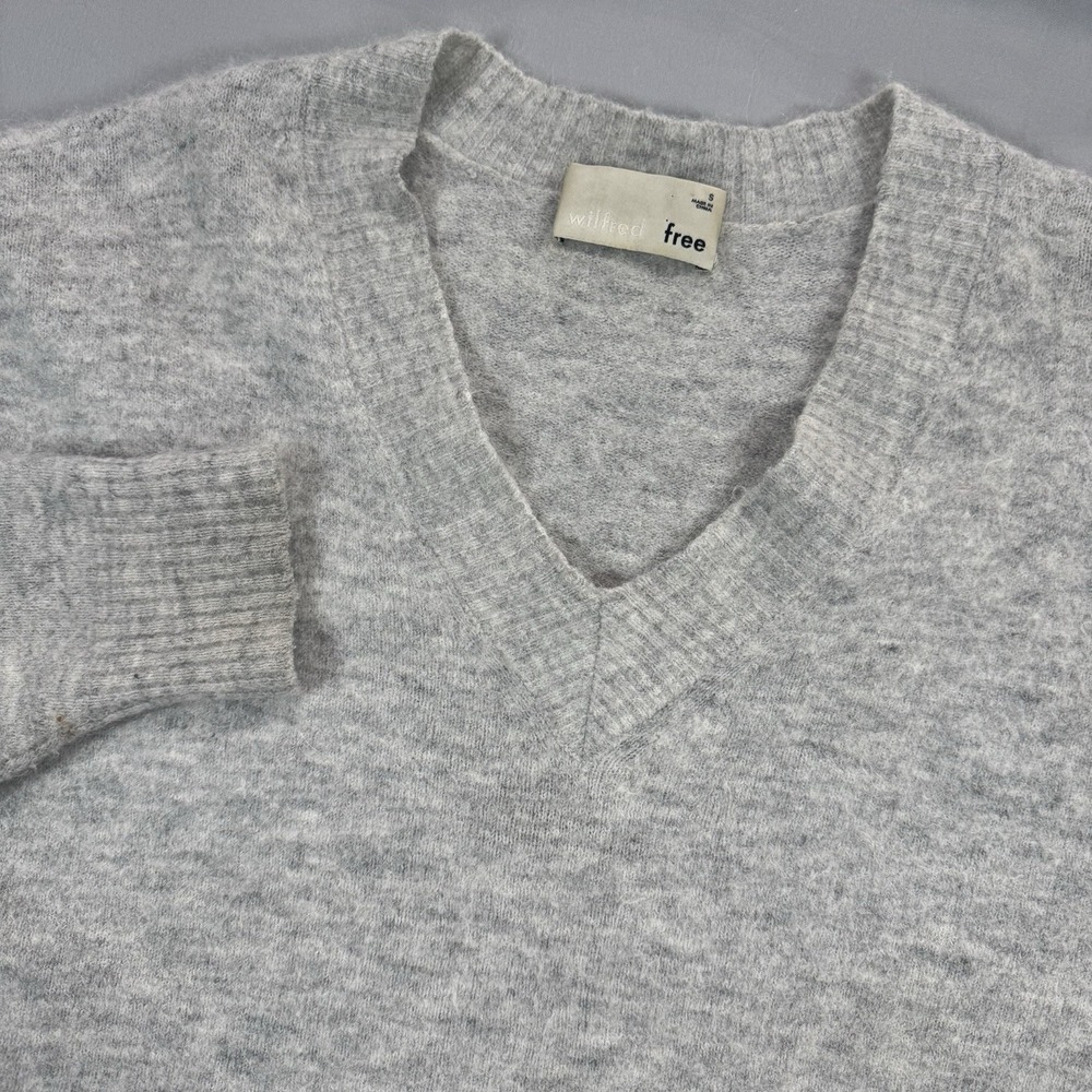Free People Light Heather Gray V-Neck Sweater